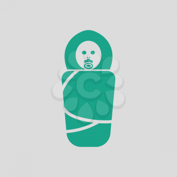 Wrapped infant ico. Gray background with green. Vector illustration.