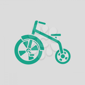 Baby trike ico. Gray background with green. Vector illustration.