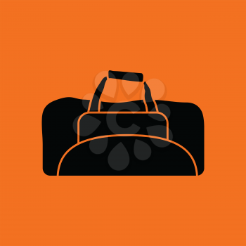 Fitness bag icon. Orange background with black. Vector illustration.