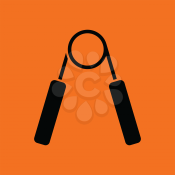 Hands expander icon. Orange background with black. Vector illustration.