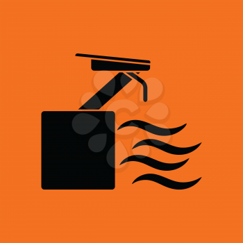 Diving stand icon. Orange background with black. Vector illustration.