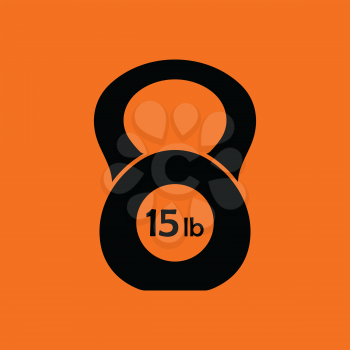 Kettlebell icon. Orange background with black. Vector illustration.