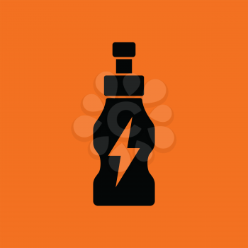 Energy drinks bottle icon. Orange background with black. Vector illustration.