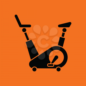 Exercise bicycle icon. Orange background with black. Vector illustration.