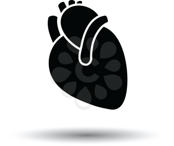 Human heart icon. White background with shadow design. Vector illustration.