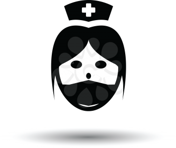 Nurse head icon. White background with shadow design. Vector illustration.