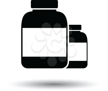 Pills container icon. White background with shadow design. Vector illustration.