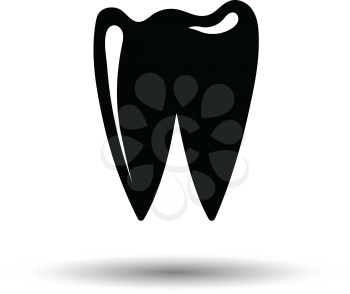 Tooth icon. White background with shadow design. Vector illustration.