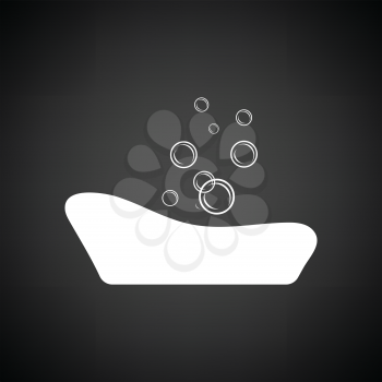 Baby bathtub icon. Black background with white. Vector illustration.