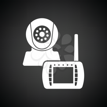 Baby monitor icon. Black background with white. Vector illustration.