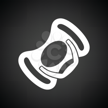 Baby soother icon. Black background with white. Vector illustration.