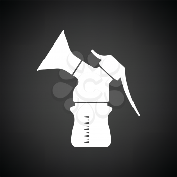Breast pump icon. Black background with white. Vector illustration.