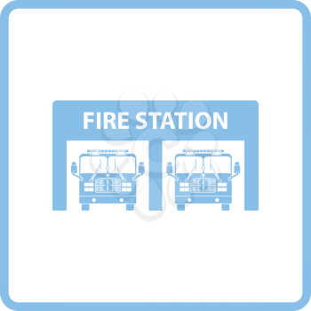 Fire station icon. Blue frame design. Vector illustration.