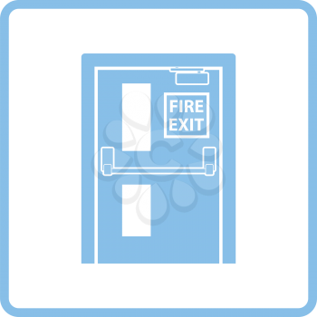 Fire exit door icon. Blue frame design. Vector illustration.