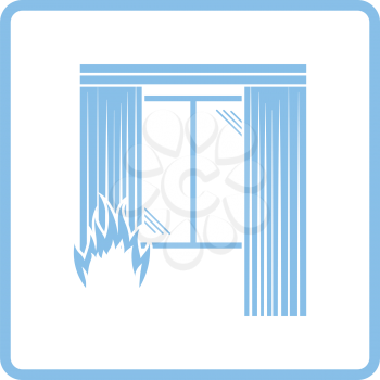 Home fire icon. Blue frame design. Vector illustration.