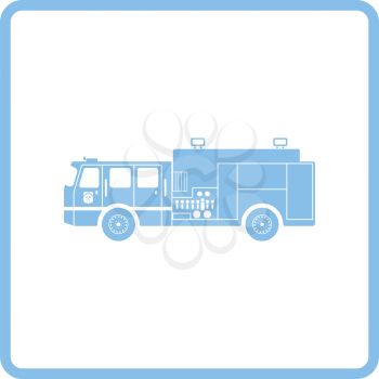 Fire service truck icon. Blue frame design. Vector illustration.