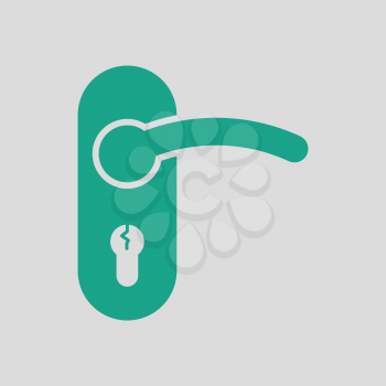 Door handle icon. Gray background with green. Vector illustration.