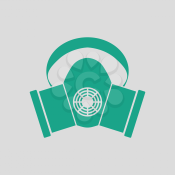 Dust protection mask icon. Gray background with green. Vector illustration.