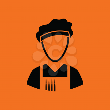 Artist icon. Orange background with black. Vector illustration.