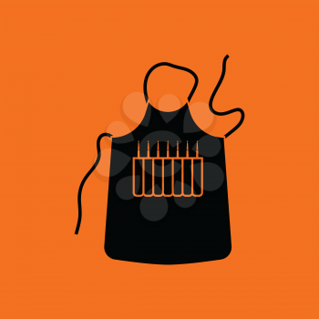 Artist apron icon. Orange background with black. Vector illustration.