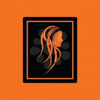 Portrait art icon. Orange background with black. Vector illustration.
