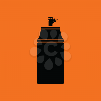 Paint spray icon. Orange background with black. Vector illustration.