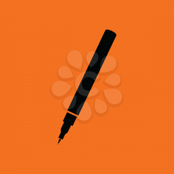 Liner pen icon. Orange background with black. Vector illustration.