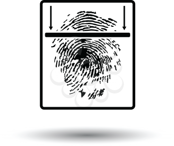Fingerprint scan icon. White background with shadow design. Vector illustration.