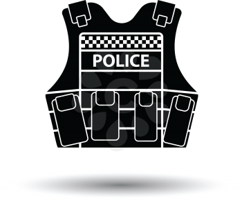 Police vest icon. White background with shadow design. Vector illustration.