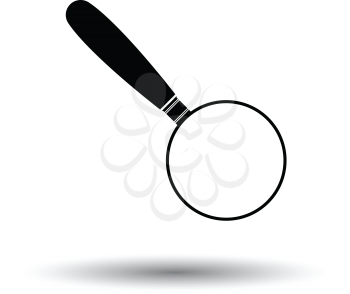 Magnifying glass icon. White background with shadow design. Vector illustration.