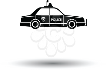 Police car icon. White background with shadow design. Vector illustration.