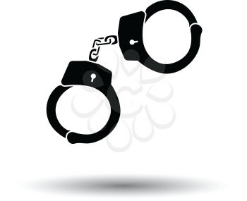 Police handcuff icon. White background with shadow design. Vector illustration.