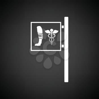 Vet clinic icon. Black background with white. Vector illustration.