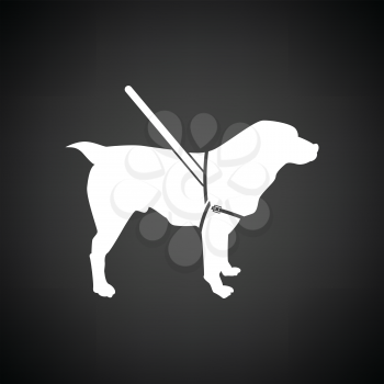 Guide dog icon. Black background with white. Vector illustration.