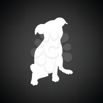 Puppy icon. Black background with white. Vector illustration.