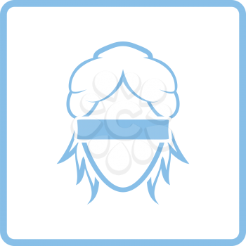 Femida head icon. Blue frame design. Vector illustration.