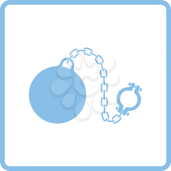 Fetter with ball icon. Blue frame design. Vector illustration.