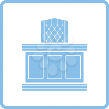 Judge table icon. Blue frame design. Vector illustration.