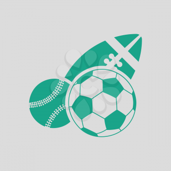 Sport balls icon. Gray background with green. Vector illustration.