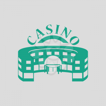 Casino building icon. Gray background with green. Vector illustration.