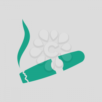 Cigar icon. Gray background with green. Vector illustration.