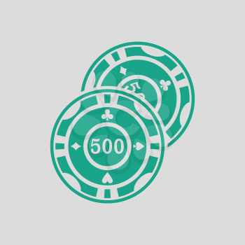 Casino chips icon. Gray background with green. Vector illustration.
