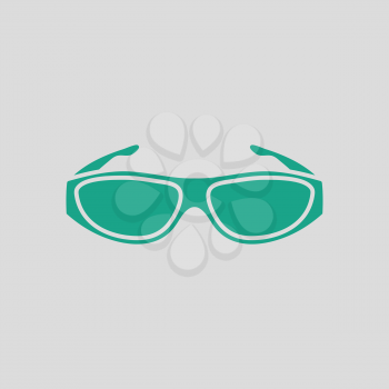 Poker sunglasses icon. Gray background with green. Vector illustration.