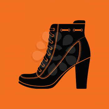 Ankle boot icon. Orange background with black. Vector illustration.