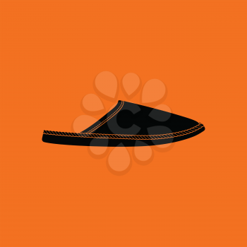 Man home slipper icon. Orange background with black. Vector illustration.
