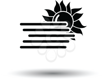Fog icon. White background with shadow design. Vector illustration.