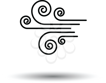 Wind icon. White background with shadow design. Vector illustration.