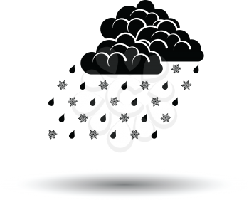 Rain with snow icon. White background with shadow design. Vector illustration.