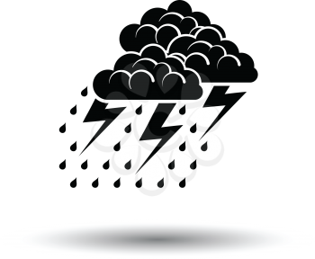Thunderstorm icon. White background with shadow design. Vector illustration.