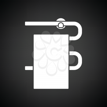 Heated towel rail icon. Black background with white. Vector illustration.
